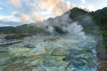 Geothermal cooking in Fumarolas da Lagoa das Furnas on Sao Miguel island, Azores
