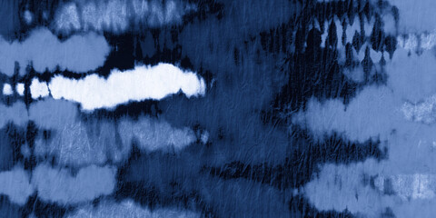 Tie Dye Indigo Style. Watercolor Irregular  © Yasna