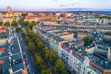 Fototapeta premium Szczecin, ulica Piłsudskiego, Plac Grunwaldzki, Plac Odrodzenia