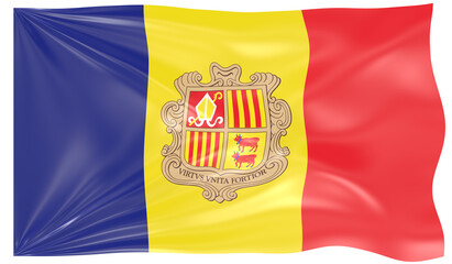 Detailed Illustration of a Waving Flag of Andorra