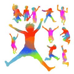 Colored jumping people. Vector illustration