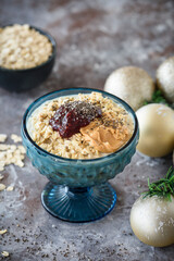 Healthy cup served with Christmas decoration