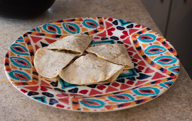 Mexican tortillas on a dish. Mexican food.