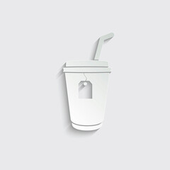 paper tea icon. Cup of  tea vector 