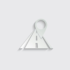 paper Road icon with gps icon. black vector 