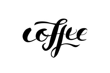 Coffee isolated lettering word on white background, perfect for cafe, menu, banners, cards