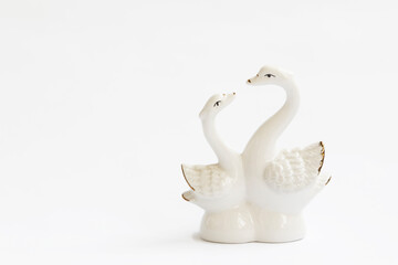 Swan toy on white background.
