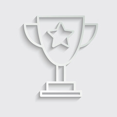 paper trophy icon. trophy cup icon vector