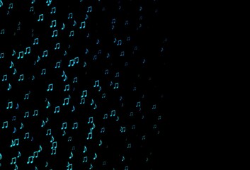 Dark Blue, Green vector background with music symbols.