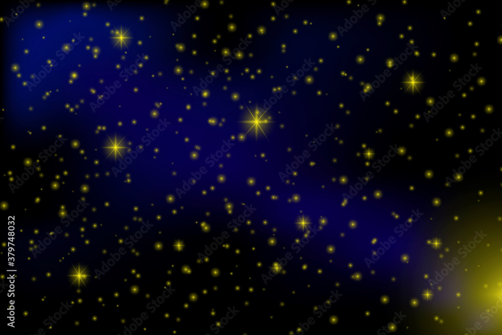 Poster a comet in the starry sky. night background. space galaxy. fireball in the sky with a tail. vector i