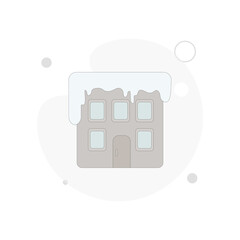 house in snow vector flat illustration on white background