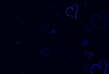 Light BLUE vector pattern with colorful hearts.