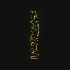 High resolution letter I symbol made of molded golden lines. 3d rendering