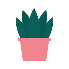 plant inside pot flat style icon vector design