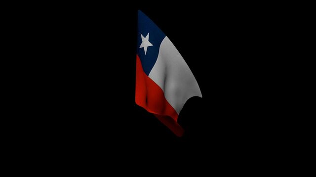 Bandera chilena flameando con canal matte
