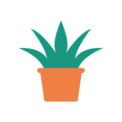 plant inside pot flat style icon vector design