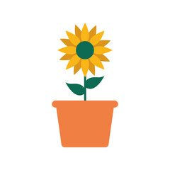 Obraz premium flower inside pot flat style icon vector design