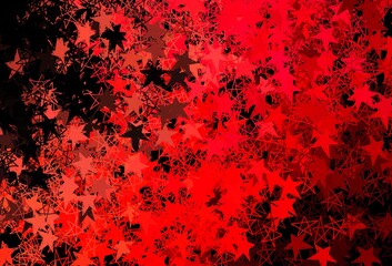 Dark Red vector background with xmas snowflakes, stars.
