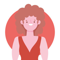 portrait cartoon woman curly short hair character