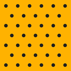 Halloween pattern polka dots. Template background in black and orange polka dots . Seamless fabric texture. Vector illustration