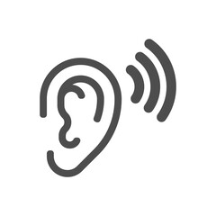 Ear listening hearing audio sound waves icon