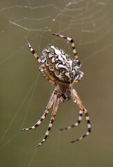 Closeup of a big spider in it's web
