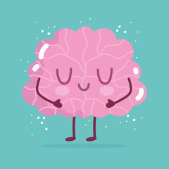 world mental health day, cartoon brain character on green background