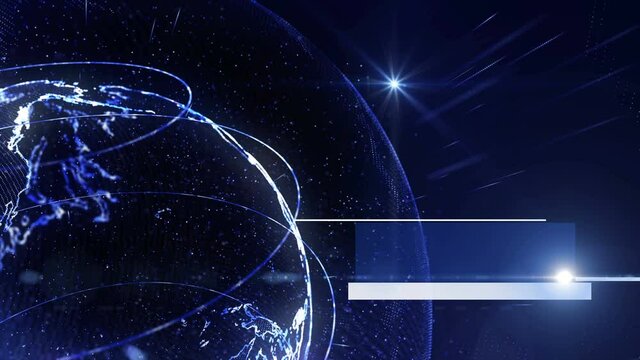 3d rotating world. news generic. Particles with world. movements with light. The lines are moving. particles surrounding the world map 4K
