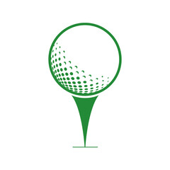 Golf logo with elements of ball design. Can be used for golf equipment companies.