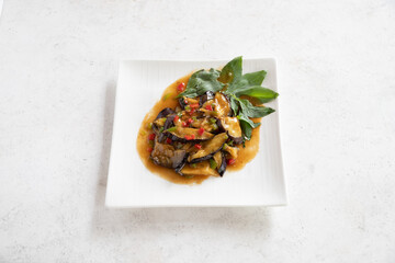 Stir fried eggplants, Thai food