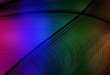 Dark Multicolor vector background with curved lines.