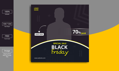 Black Friday sale banner, promotion, Social media post or web ads, Instagram story design template