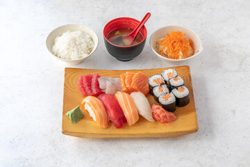 Japanese food taken with topdown view