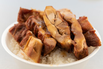 Ordering restaurant food for some good bowl of rice and teriaki chicken.