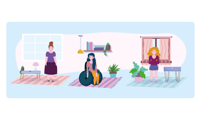 diversity and inclusion, female group in the room different activity