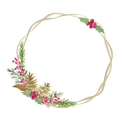 クリスマスリース　水彩イラスト