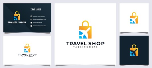Obraz na płótnie Canvas online shop logo design inspiration with business card 