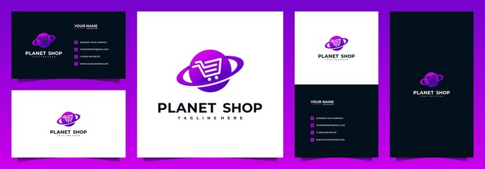 Abstract logo planet shop logo  design and business card - obrazy, fototapety, plakaty