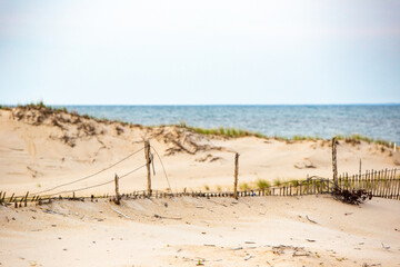 Beach landscape broken wood fence