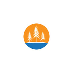Pine tree ilustration logo vector design