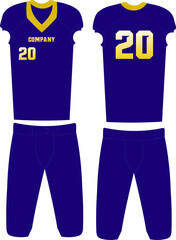 American Football jersey,t-shirt sport design templates uniforms front and back view illustrations vectors 