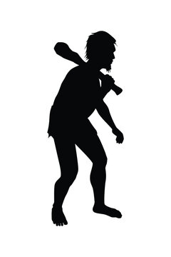 Cave man silhouette vector