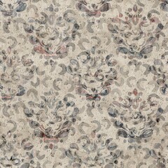 Chic formal grungy damask texture seamless pattern. High quality illustration. Ornate flourish baroque design in a trendy posh exotic style. Grainy fabric texture overlay.
