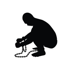 Obraz premium Slave man silhouette vector