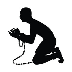 Slave man silhouette vector