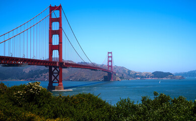 Fototapeta na wymiar Scenic View of San Francisco Golden Gate Bridge View from Southside 