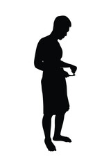 Showering man silhouette vector