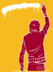 Teen Lifestyle, Street Artist Teenagers Characters Painting Graffiti on Wall Men Drawing with Paint Aerosole