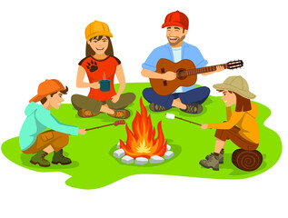 Camping hiking gear and supplies graphics set