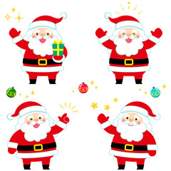 サンタクロース　可愛いベクターイラストセット　白背景